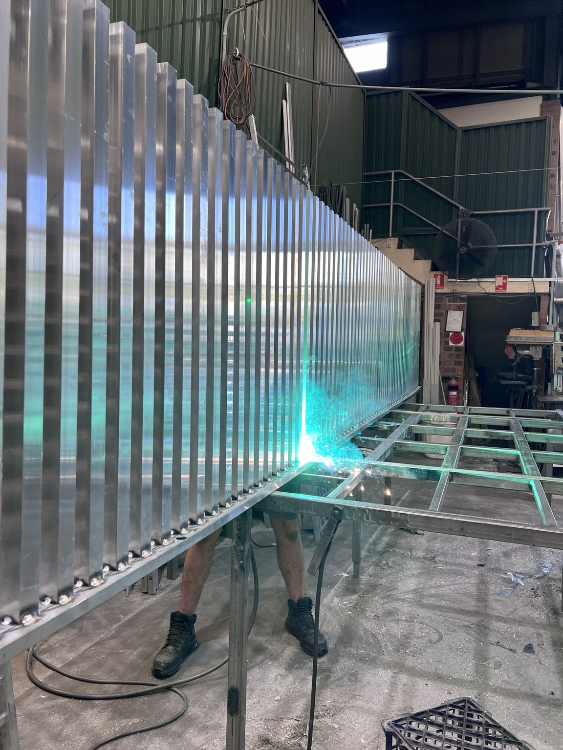 Custom aluminium fabrication in workshop